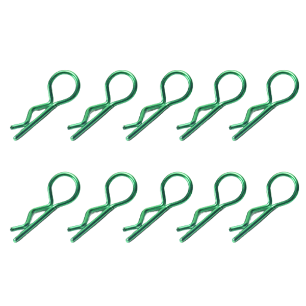 SpeedTek RC 1/10 & 1/8 RC Car Bent Body Clips (10) (Green)