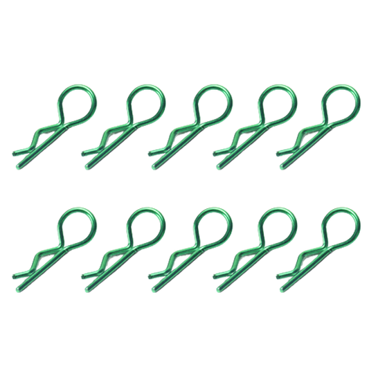 SpeedTek RC 1/10 & 1/8 RC Car Bent Body Clips (10) (Green)