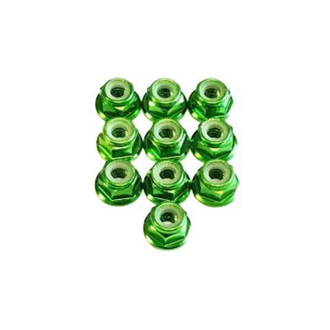 SpeedTek RC M4 Flanged Lock Nuts (10) (Green)