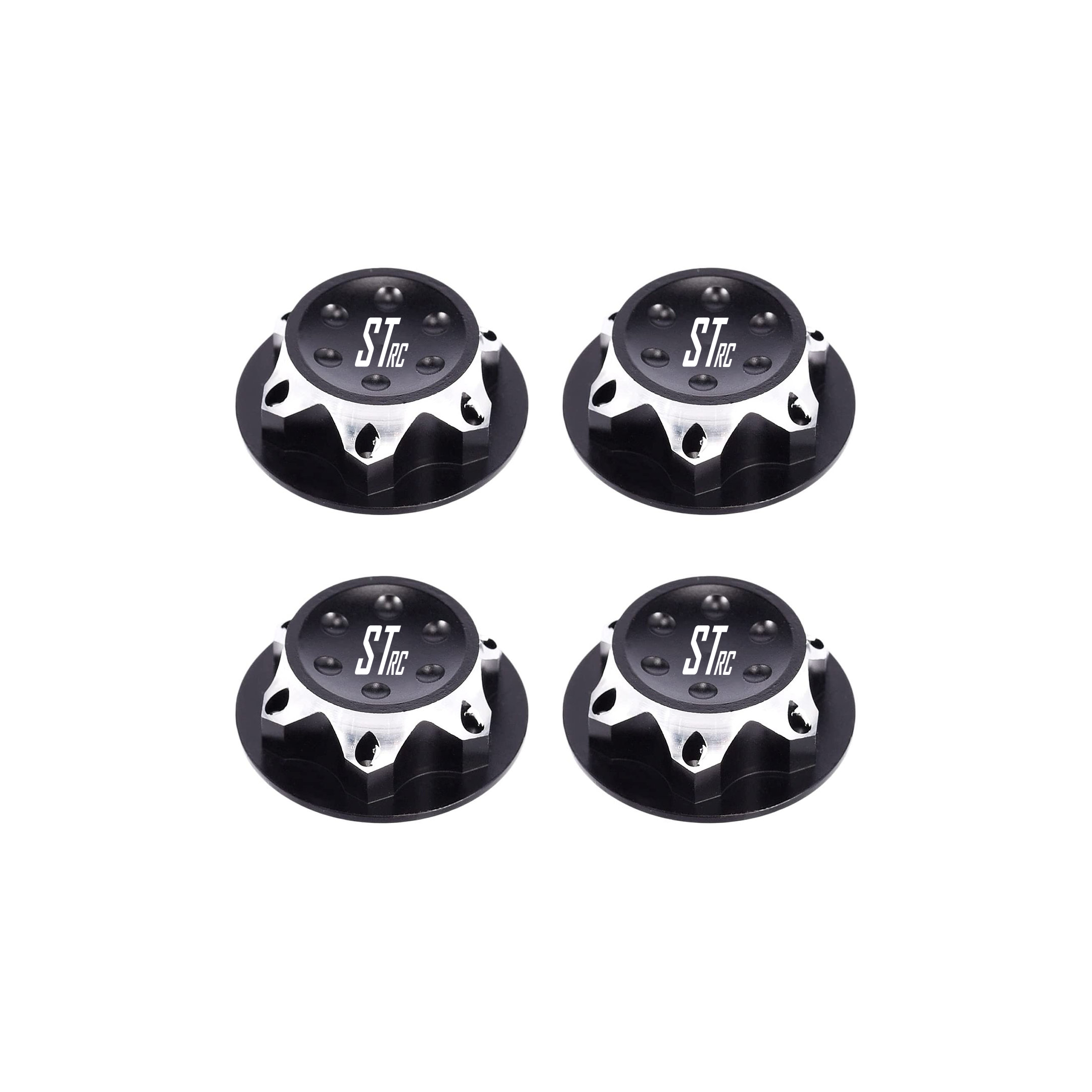 SpeedTek RC 17mm Fine Thread Capped Wheel Nut Set (4) (Black)