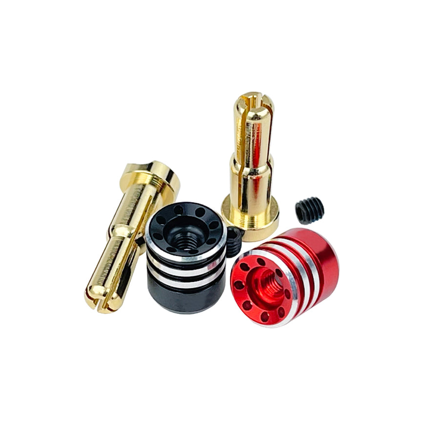 SpeedTek RC Heatsink Bullet Plug Grips w/ 4-5mm Bullets (Black/Red)