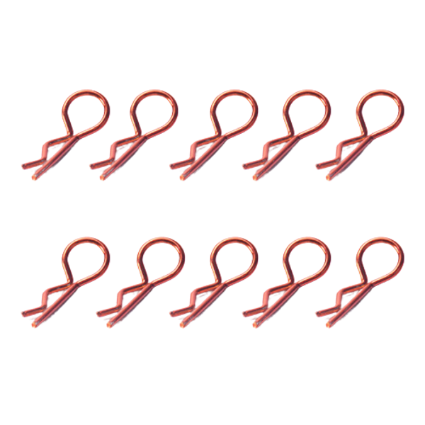 SpeedTek RC 1/10 & 1/8 RC Car Bent Body Clips (10) (Red)