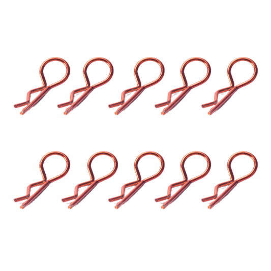 SpeedTek RC 1/10 & 1/8 RC Car Bent Body Clips (10) (Red)