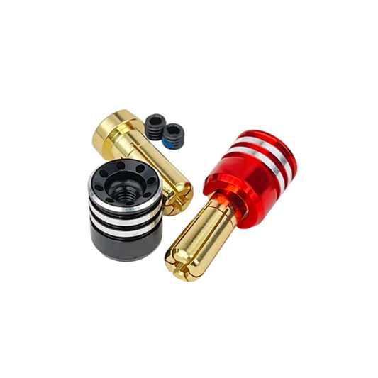 SpeedTek RC Heatsink Bullet Plug Grips w/ 5mm Bullets (Black/Red)