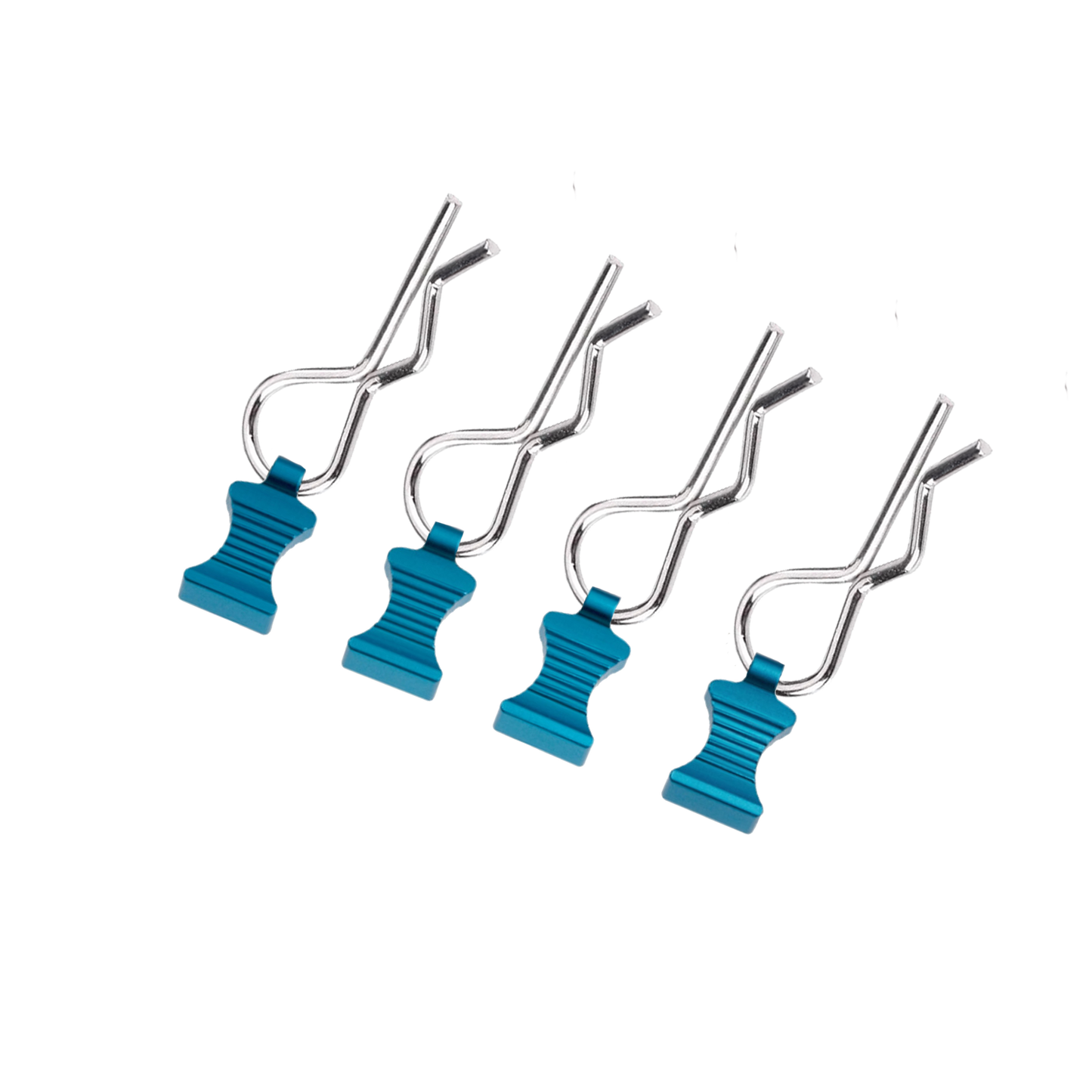 SpeedTek RC CNC Aluminum EZ Pulls With Body Clips (4) (Blue) for all 1/7 & 1/6