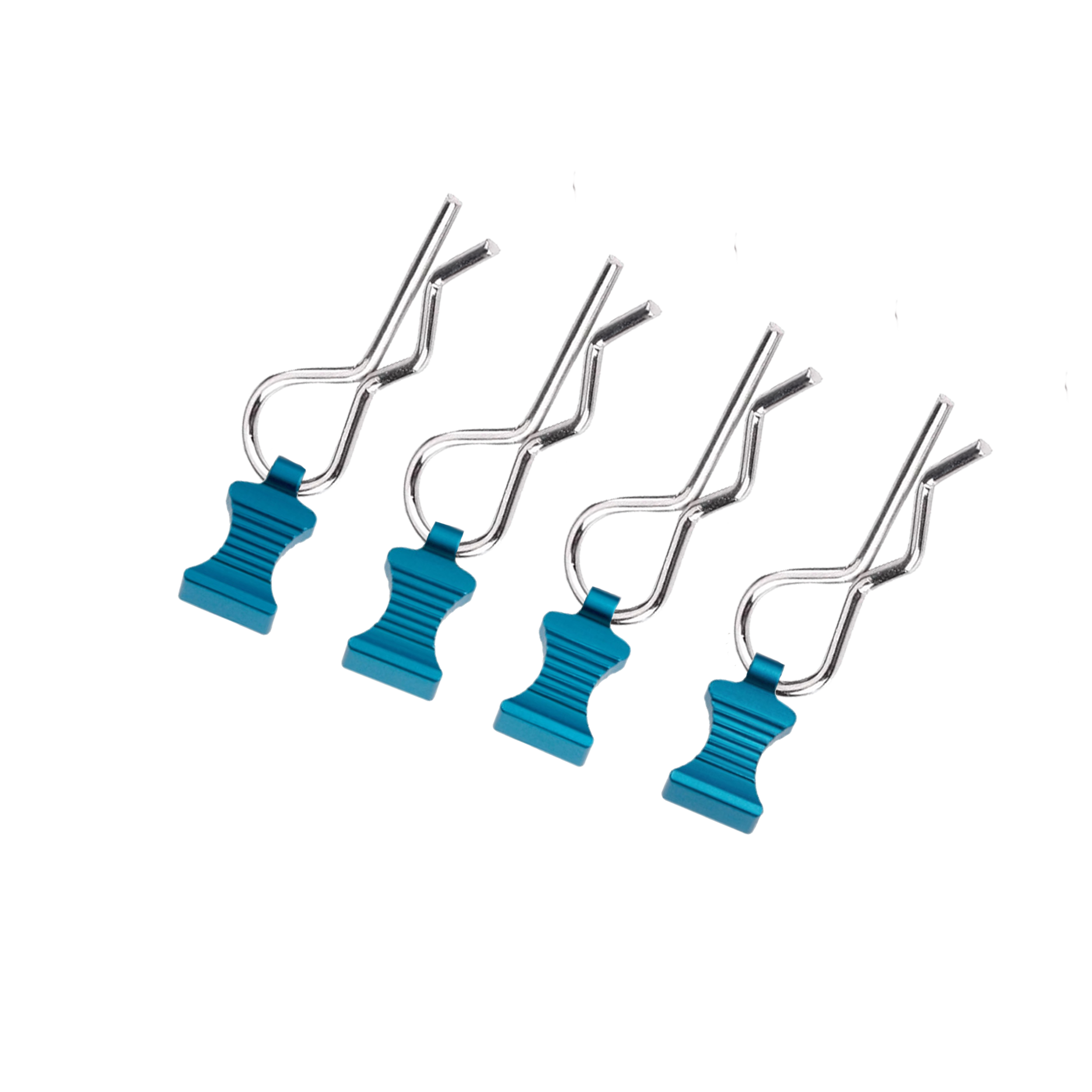 SpeedTek RC CNC Aluminum EZ Pulls With Body Clips (4) (Blue) for all 1/7 & 1/6