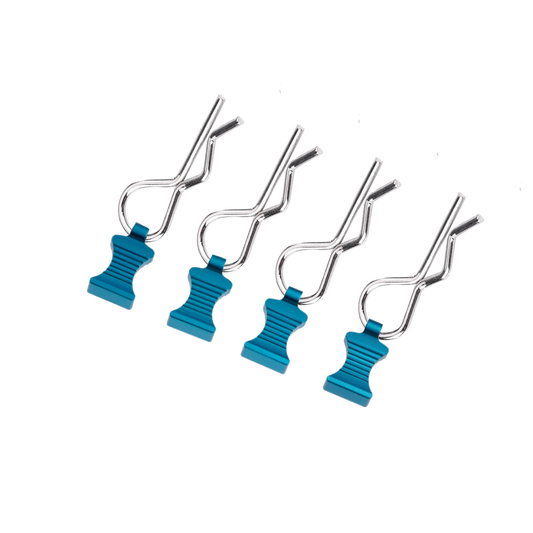 SpeedTek RC CNC Aluminum EZ Pulls With Body Clips (4) (Blue) for all 1/7 & 1/6