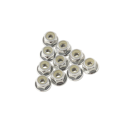 SpeedTek RC M4 Flanged Lock Nuts (10) (Silver)