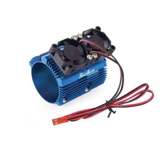 SpeedTek RC 43mm Aluminum Motor Mount Heat Sink w/ Twin Fans (Blue)