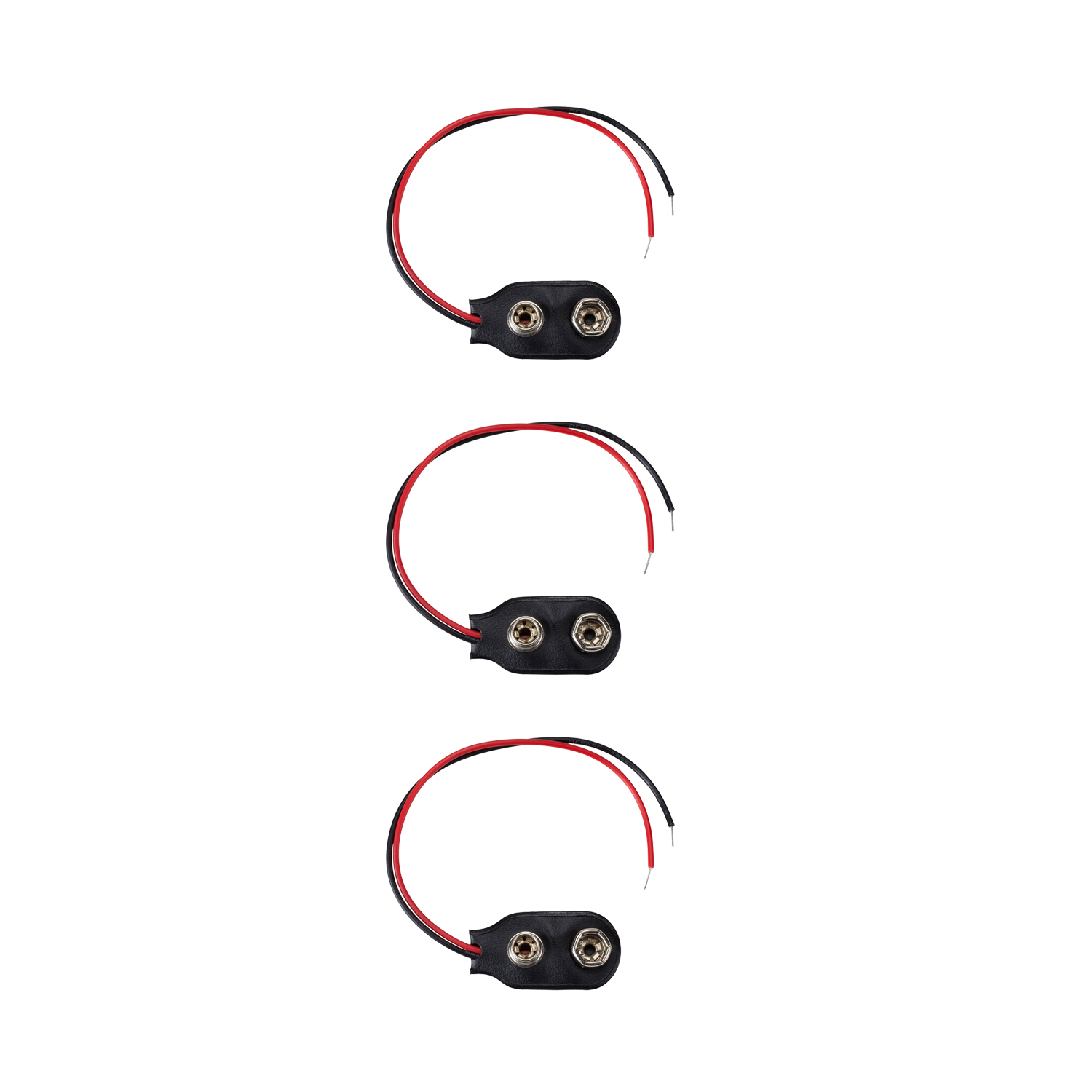 SpeedTek RC Snap-Type Battery Clip w/ Wire Leads for 9V Batteries (3)