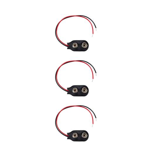 SpeedTek RC Snap-Type Battery Clip w/ Wire Leads for 9V Batteries (3)