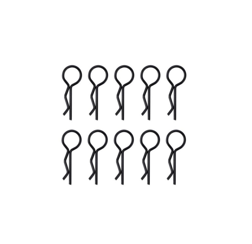 SpeedTek RC 1/7 & 1/6 RC Car Bent Body Clips (10) (Black)