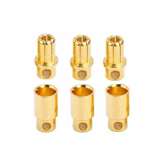 SpeedTek RC 8.0mm High Current Bullet Connector Trio Set (3 Male/3 Female)