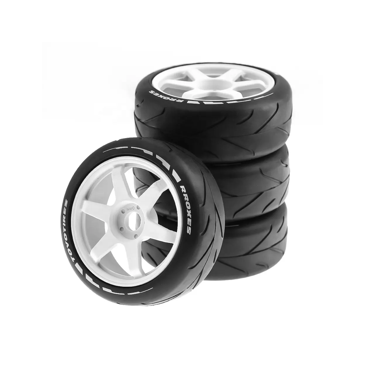 SpeedTek RC 40/105 Un-Mounted Non-Belted On Road Tires (4) (White) (6-Spoke)