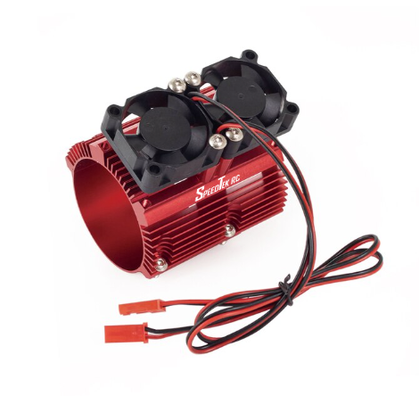 SpeedTek RC 43mm Aluminum Motor Mount Heat Sink w/ Twin Fans (Red)