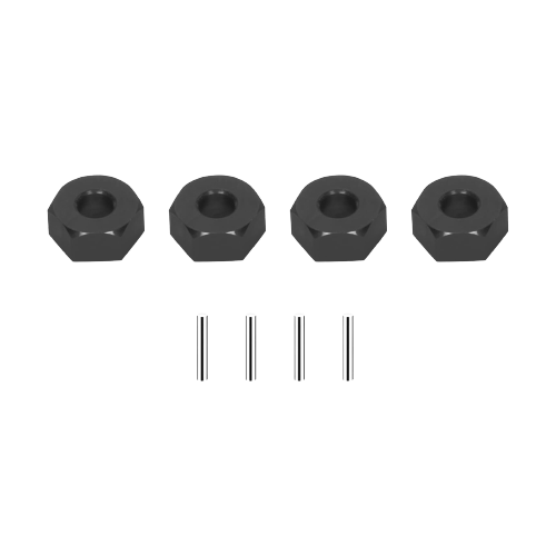 SpeedTek RC CNC Aluminum 12mm Hex Wheel Hub Set (4) (5mm Offset) (Black)