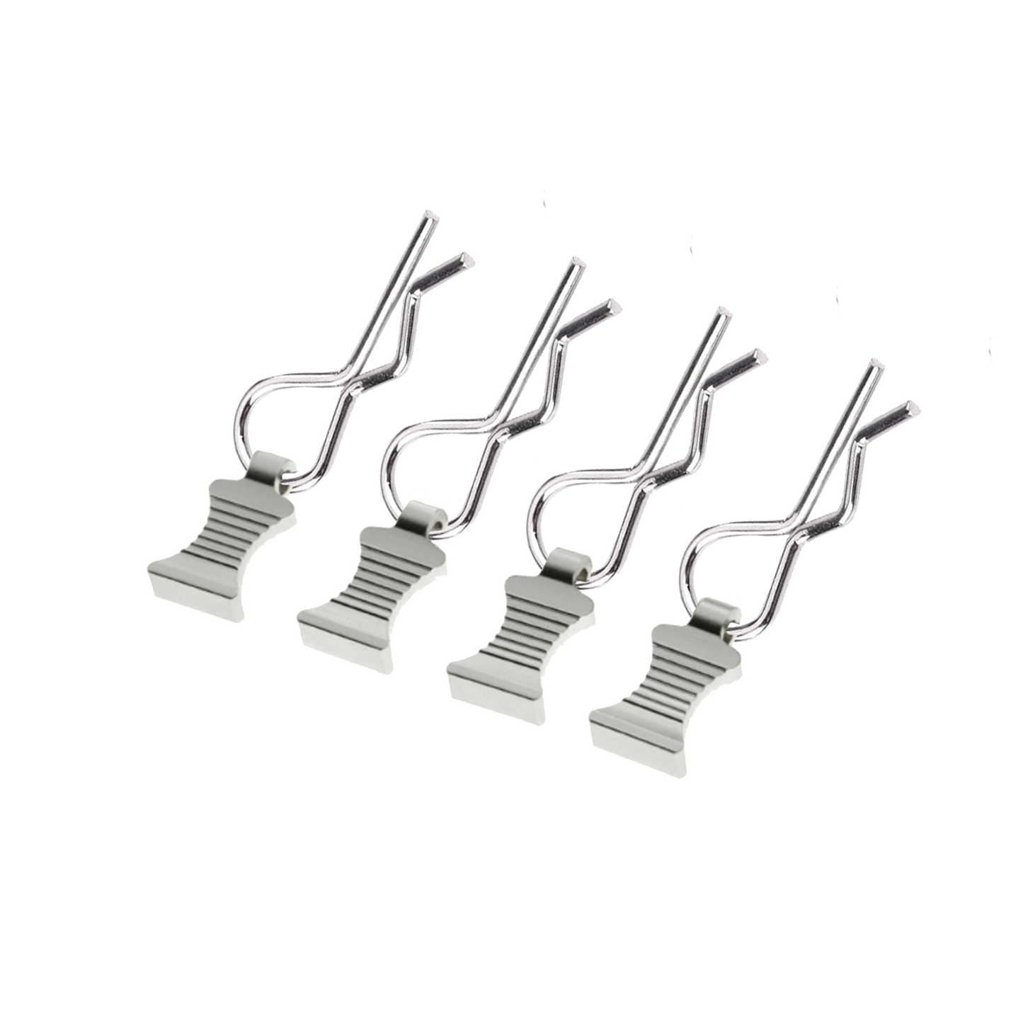 SpeedTek RC CNC Aluminum EZ Pulls With Body Clips (4) (Silver) for all 1/7 & 1/6