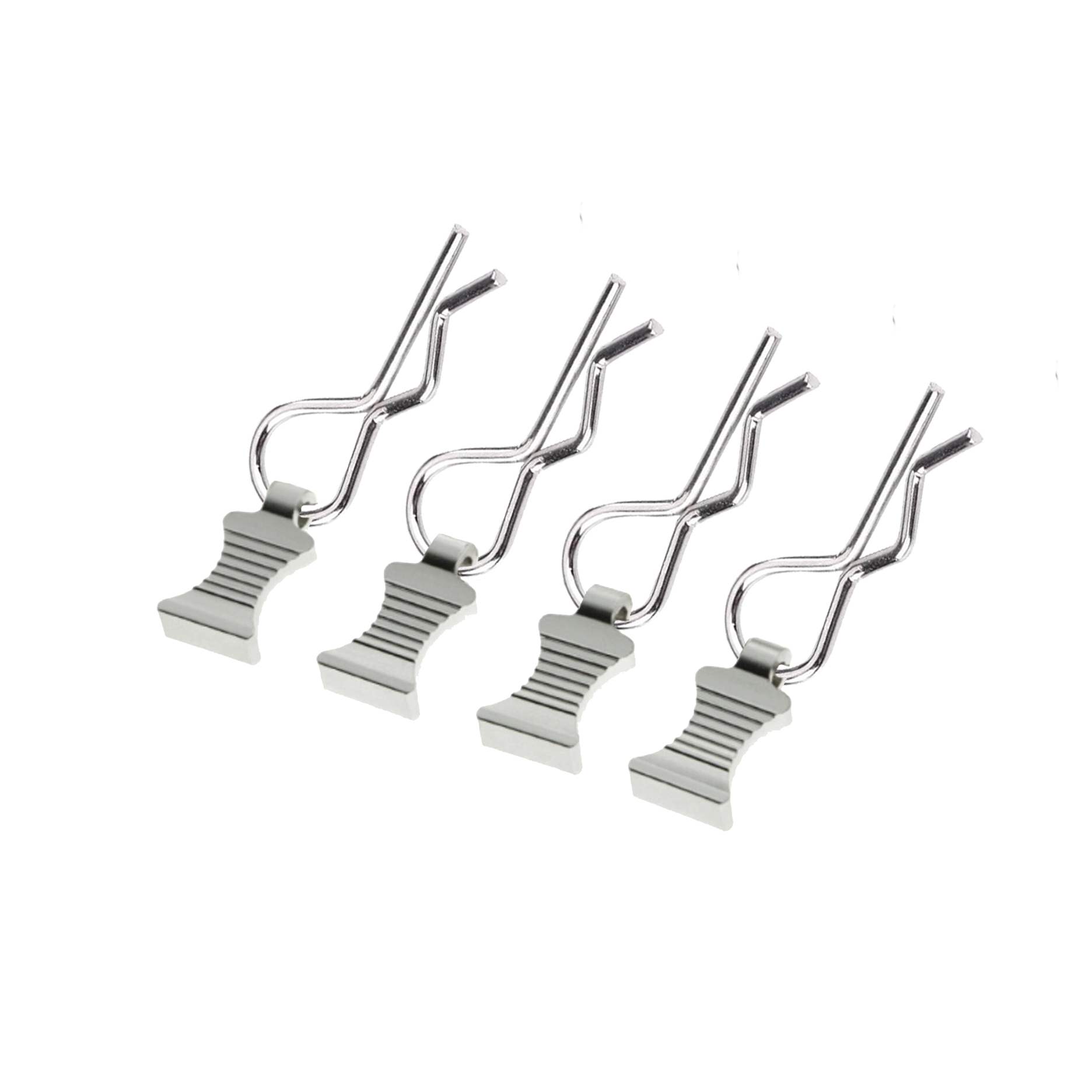 SpeedTek RC CNC Aluminum EZ Pulls With Body Clips (4) (Silver) for all 1/7 & 1/6