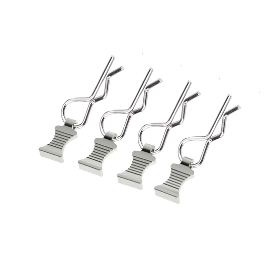 SpeedTek RC CNC Aluminum EZ Pulls With Body Clips (4) (Silver) for all 1/7 & 1/6