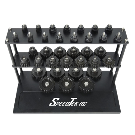 SpeedTek RC CNC Aluminum Pinion Storage Rack (Black) for 5mm & 8mm Gears