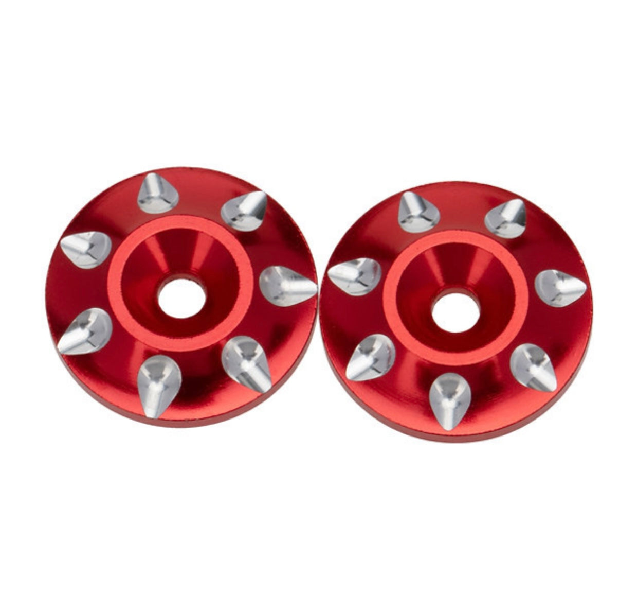 SpeedTek RC Red Aluminum Large Wing Buttons (2)