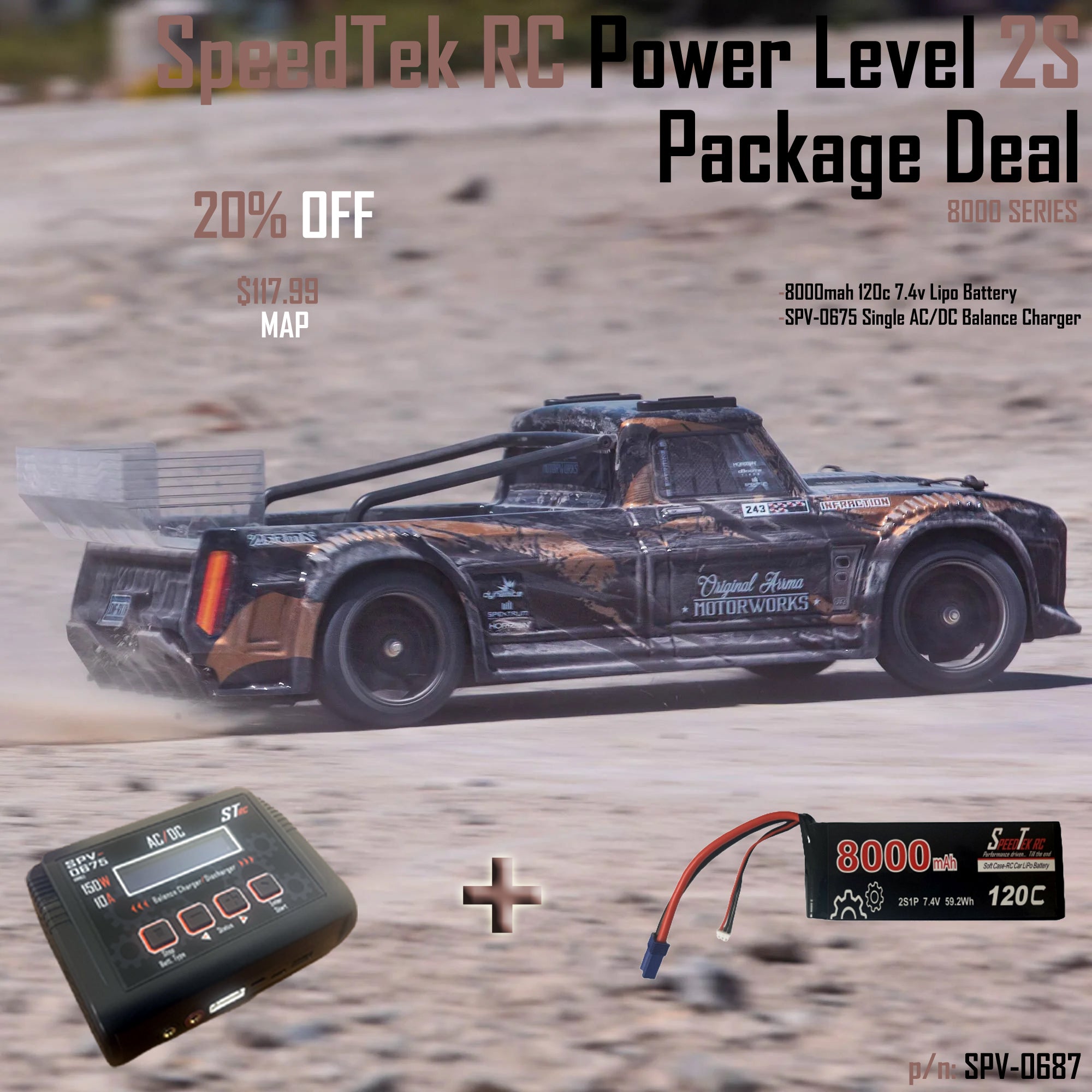 SpeedTek RC Power Level 2S Package Deal (8000 Series)