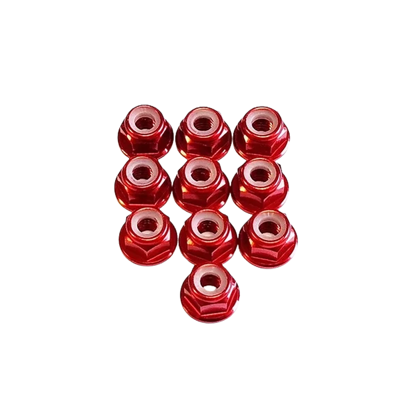 SpeedTek RC M4 Flanged Lock Nuts (10) (Red)