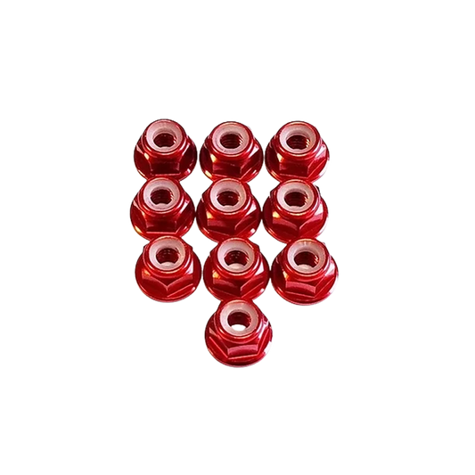 SpeedTek RC M4 Flanged Lock Nuts (10) (Red)