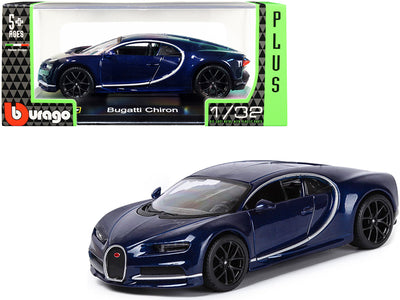 Bugatti Chiron Dark Blue Metallic "Plus" Series 1/32 Diecast Model Car by Bburago