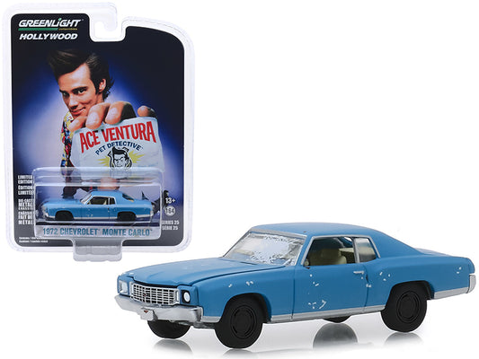 1972 Chevrolet Monte Carlo Light Blue (A Beat Up) "Ace Ventura: Pet Detective" (1994) Movie "Hollywood Series" Release 25 1/64 Diecast Model Car by Greenlight