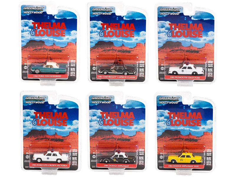 "Thelma & Louise" (1991) Movie Set of 6 pieces "Hollywood Special Edition" 1/64 Diecast Model Cars by Greenlight