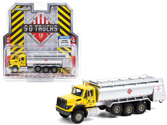 2018 International WorkStar Tanker Truck Yellow and Silver "PennDOT" (Pennsylvania Department of Transportation) "S.D. Trucks" Series 12 1/64 Diecast Model by Greenlight