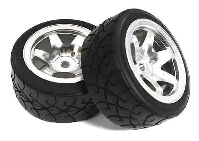 Alloy 6 Spoke Wheels W/ Rubber Radials Tires For 1/10 Mini & Tamiya M-Chassis C31015