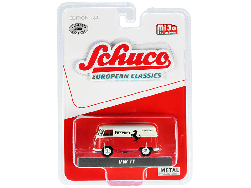 Volkswagen T1 Panel Bus "Ferrari Automobiles" Red and Cream "European Classics" Series Limited Edition to 3600 pieces Worldwide 1/64 Diecast Model by Schuco