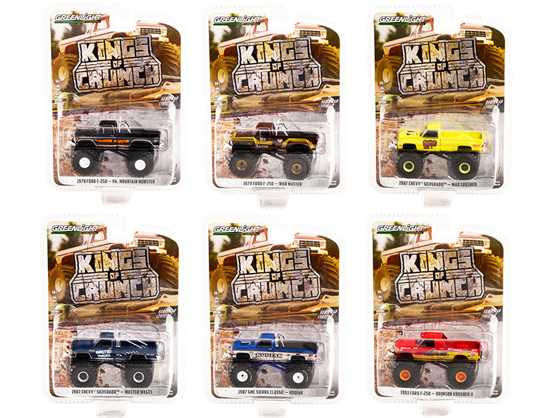 "Kings of Crunch" Set of 6 Monster Trucks Series 10 1/64 Diecast Model Cars by Greenlight