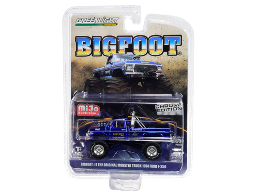 1974 Ford F-250 "Bigfoot #1 The Original Monster Truck" Chrome Blue Limited Edition to 5750 pieces Worldwide 1/64 Diecast Model Car by Greenlight