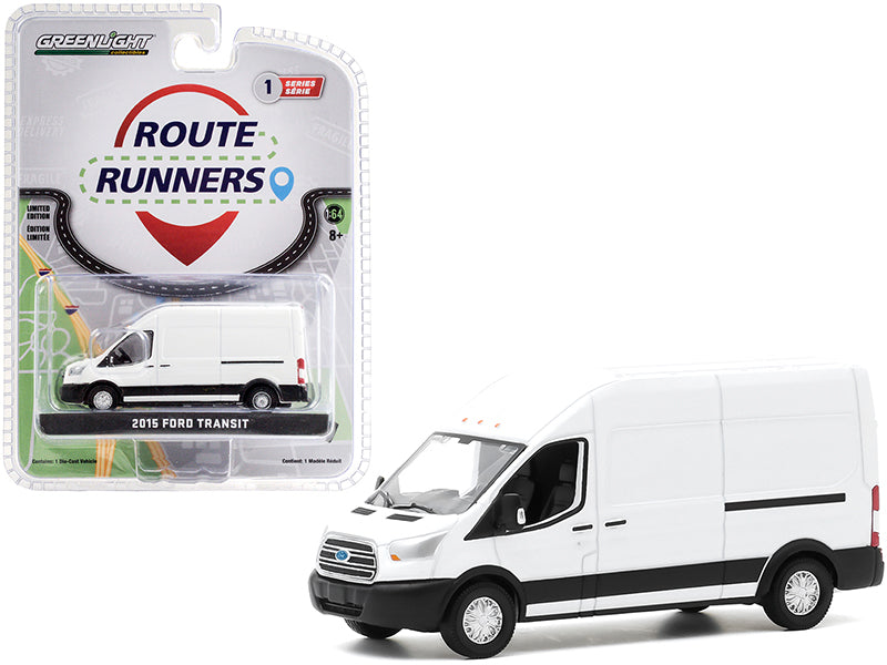 2015 Ford Transit High Roof Van Oxford White "Route Runners" Series 1 1/64 Diecast Model by Greenlight