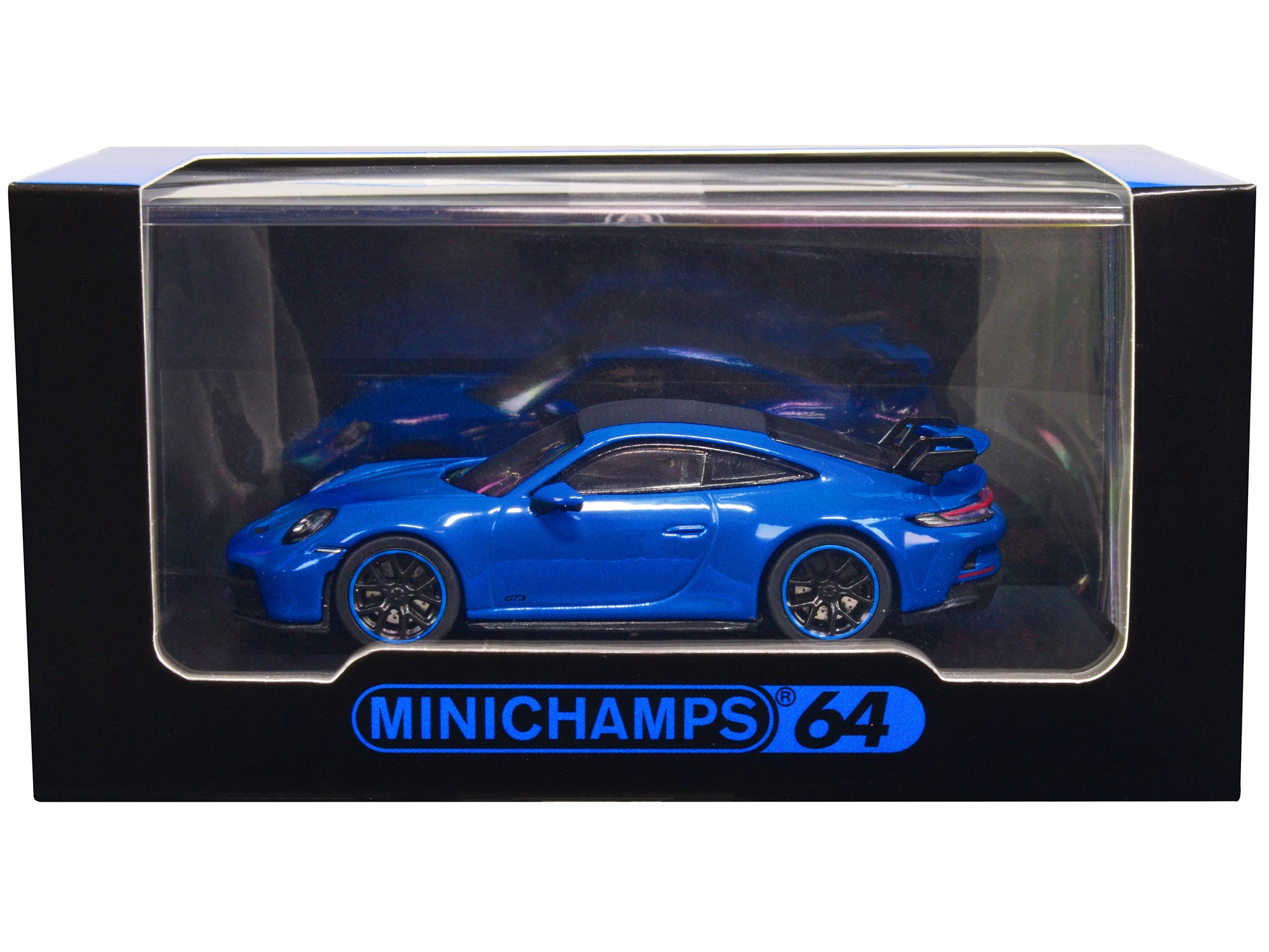 Porsche 911 (992) GT3 Shark Blue with Carbon Roof 1/64 Diecast Model Car by Minichamps