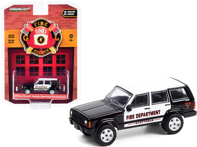 2000 Jeep Cherokee Black and White "Scottdale Fire Department" (Pennsylvania) "Fire & Rescue" Series 2 1/64 Diecast Model Car by Greenlight