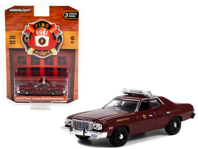 1976 Ford Torino Maroon "Lombard Fire Department" (Illinois) "Fire & Rescue" Series 3 1/64 Diecast Model Car by Greenlight