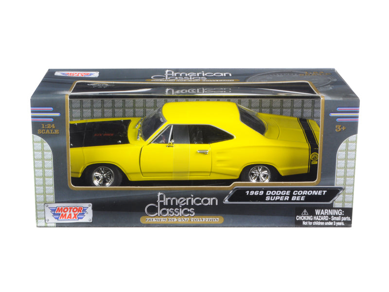 1969 Dodge Coronet Super Bee Yellow 1/24 Diecast Car Model by Motormax