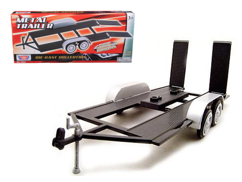 Diecast Tandem Car Trailer Black for 1/24 Scale Models by Motormax