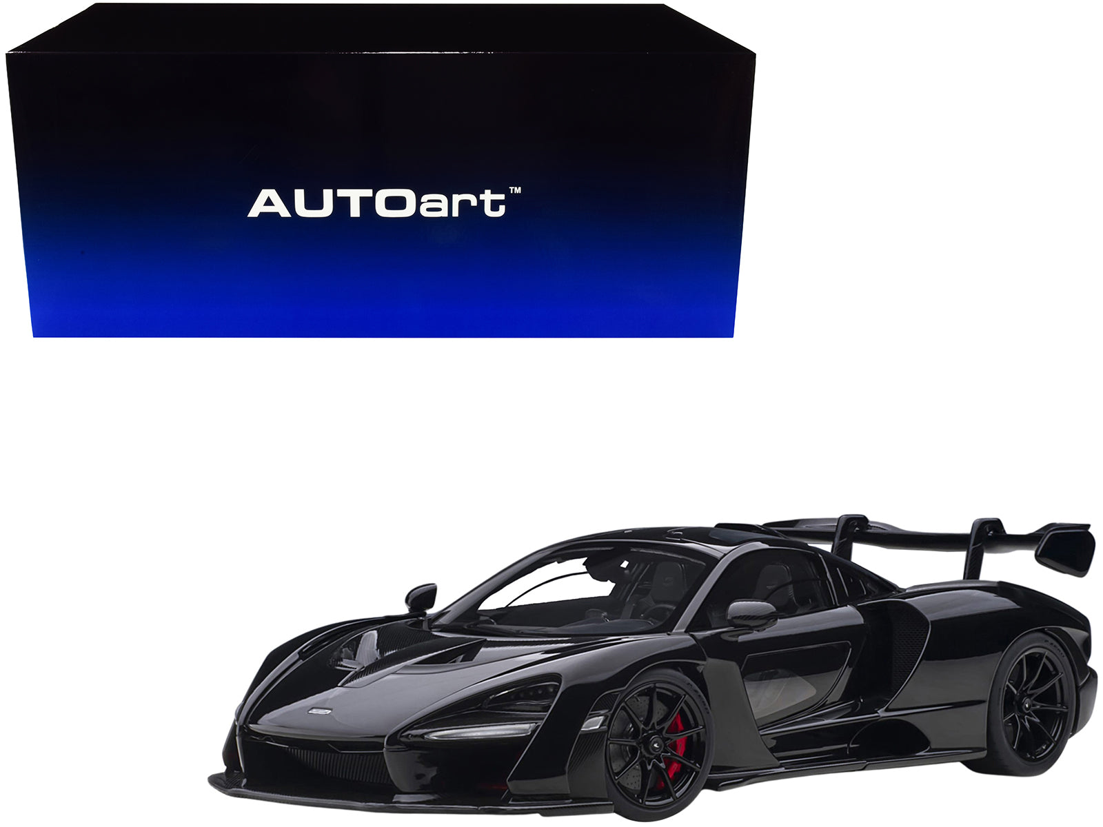 Mclaren Senna Stealth Cosmos Black with Carbon Accents 1/18 Model Car by Autoart