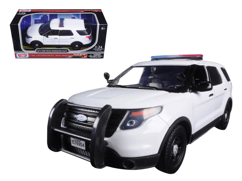 2015 Ford Police Interceptor Utility Unmarked White 1/24 Diecast Model Car by Motormax LP