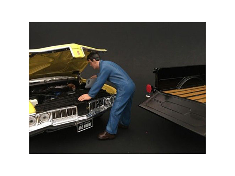 Mechanic Doug Filling Engine Oil Figurine for 1/18 Scale Models by American Diorama