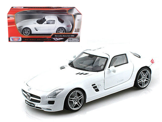 Mercedes SLS AMG Gullwing White 1/18 Diecast Car Model by Motormax