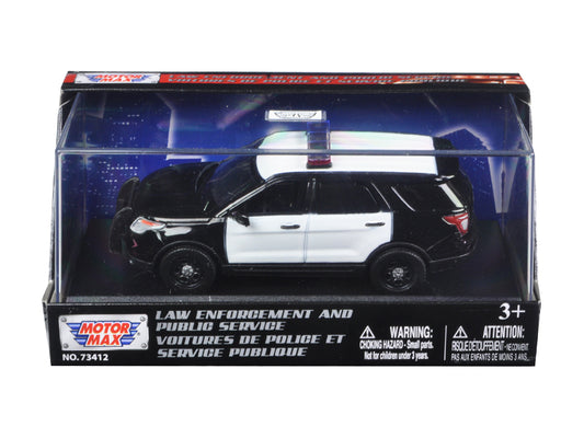 2015 Ford Police Interceptor Utility Plain Black and White 1/43 Diecast Model Car by Motormax
