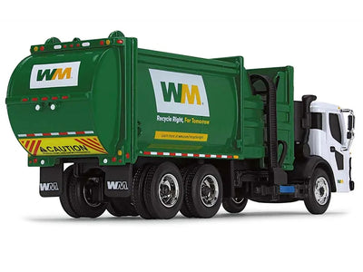 Mack LR Refuse Garbage Truck with McNeilus ZR Side Loader "Waste Management" White and Green 1/87 (HO) Diecast Model by First Gear
