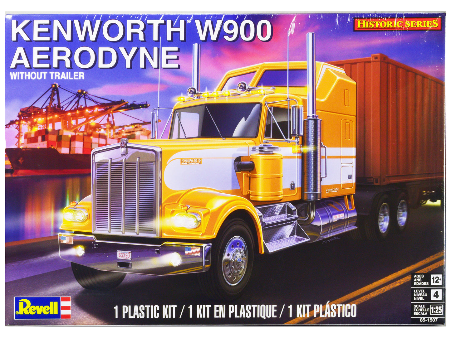 Level 4 Model Kit Kenworth W900 Aerodyne Truck Tractor "Historic Series" 1/25 Scale Model by Revell