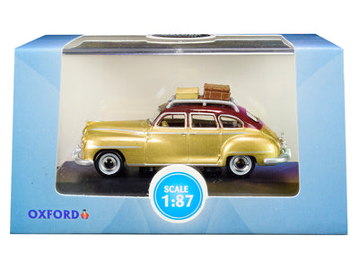 1946 DeSoto Suburban with Roof Rack and Luggage Trumpet Gold with Rhythm Brown Top 1/87 (HO) Scale Diecast Model Car by Oxford Diecast